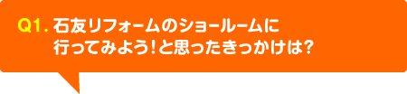 石友リフォームのショールームに行ってみよう！と思ったきっかけは？