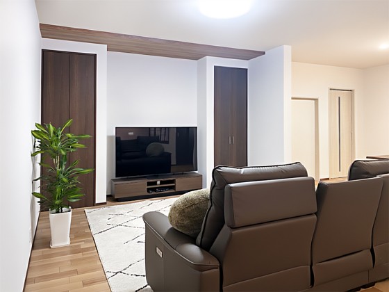 木目天井が印象的なリビング