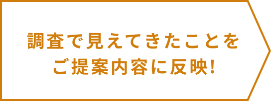 調査で見えてきたことをご提案内容に反映!